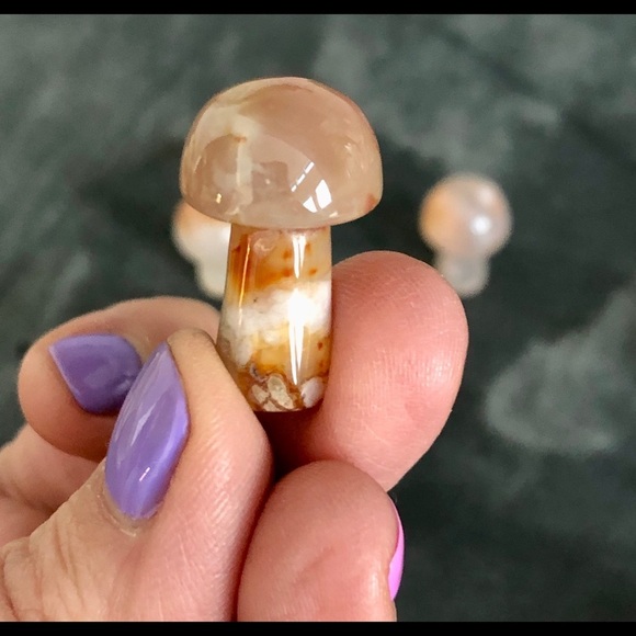 Flower Agate Mini Mushroom - Picture 4 of 6